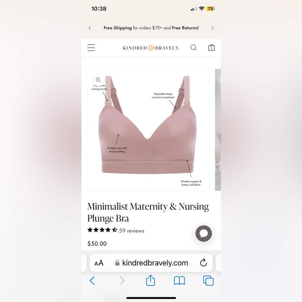 Kindred Bravely Minimalist Maternity & Nursing Plunge Bra